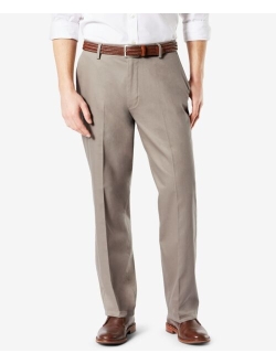 Men's Signature Lux Cotton Relaxed Fit Pleated Creased Stretch Khaki Pants