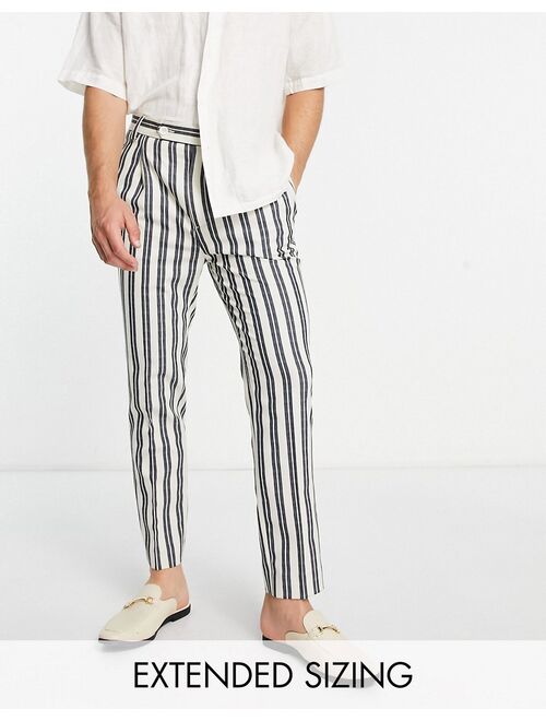 ASOS DESIGN smart tapered pants in white preppy stripe