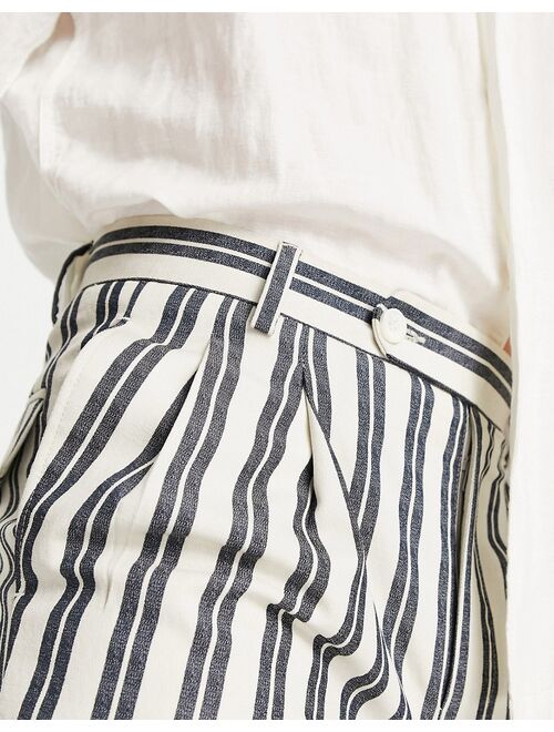 ASOS DESIGN smart tapered pants in white preppy stripe