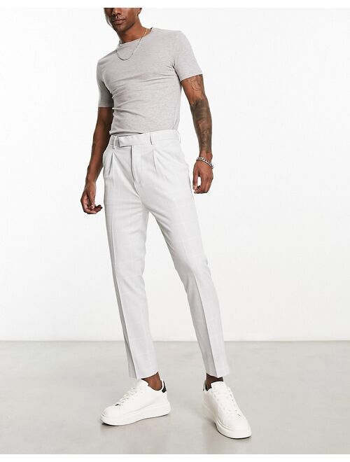 ASOS DESIGN smart tapered pants in gray window check