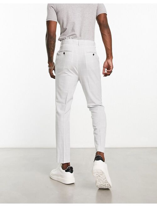 ASOS DESIGN smart tapered pants in gray window check