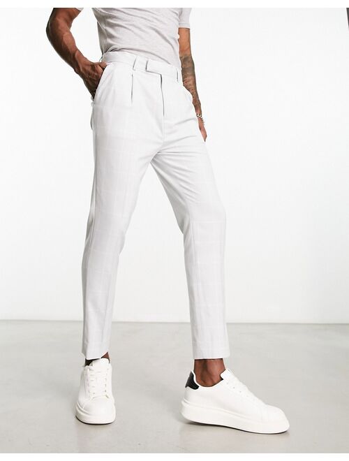 ASOS DESIGN smart tapered pants in gray window check