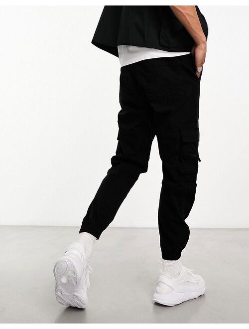 Bershka cargo pants in black