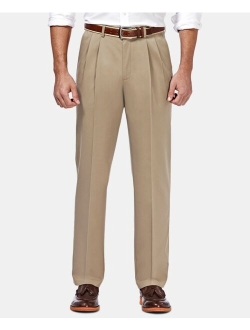 Men's Premium No Iron Khaki Classic Fit Pleat Hidden Expandable Waist Pants