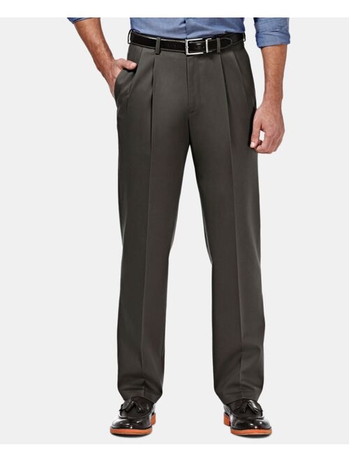 Haggar Men's Premium No Iron Khaki Classic Fit Pleat Hidden Expandable Waist Pants