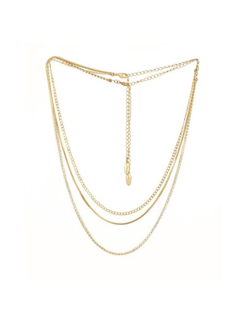 ETTIKA Simple Crystal Chain Necklace Set of 2