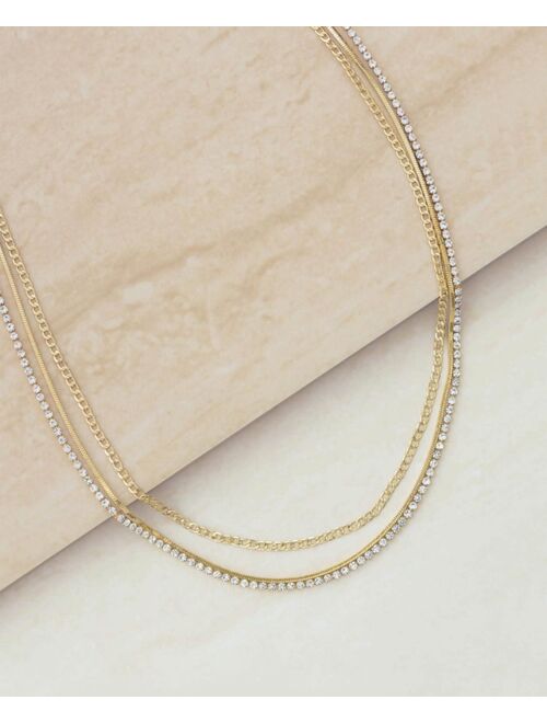 ETTIKA Simple Crystal Chain Necklace Set of 2