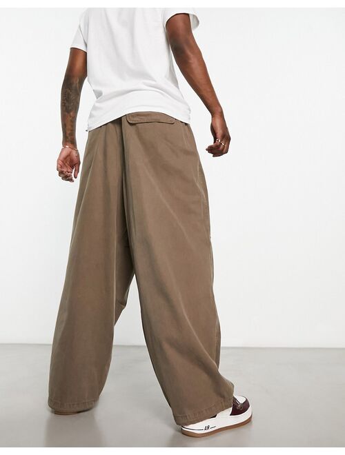 ASOS DESIGN oversized parachute pants in washed brown