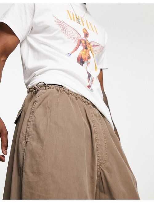 ASOS DESIGN oversized parachute pants in washed brown