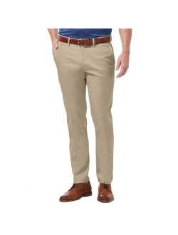 Mens Haggar Premium No-Iron Khaki Flex Waist Slim-Fit Stretch Flat-Front Pants