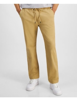 Men's Regular-Fit Twill Drawstring Pants, Created for Macy's