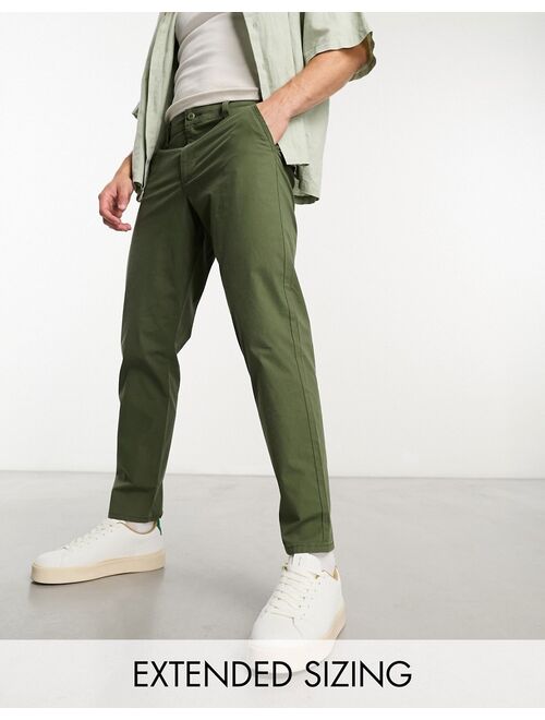 ASOS DESIGN classic rigid lightweight chinos in olive green