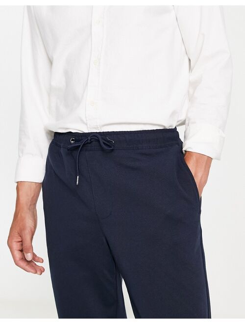 Selected Homme slim fit tapered smart jersey pants in navy