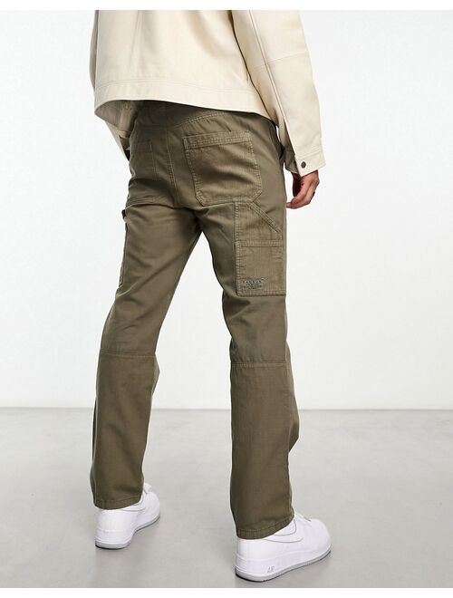 PacSun Bowen multi pocket carpenter pants in olive vine