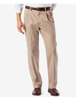 Men's Big & Tall Easy Classic Pleated Fit Khaki Stretch Pants