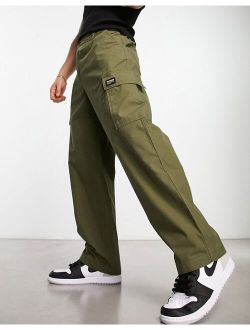 Dr Denim Calder Cargo wide straight fit pants in khaki