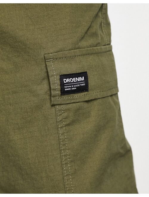 Dr Denim Calder Cargo wide straight fit pants in khaki