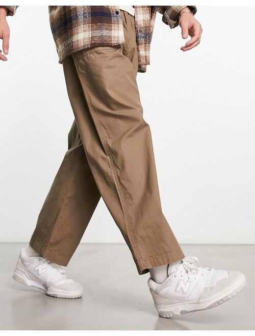 Dr Denim Calder oversized wide fit ripstop pants in brown