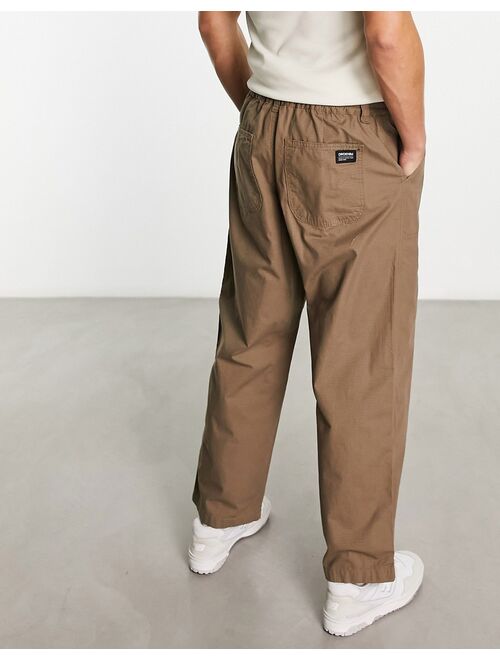 Dr Denim Calder oversized wide fit ripstop pants in brown