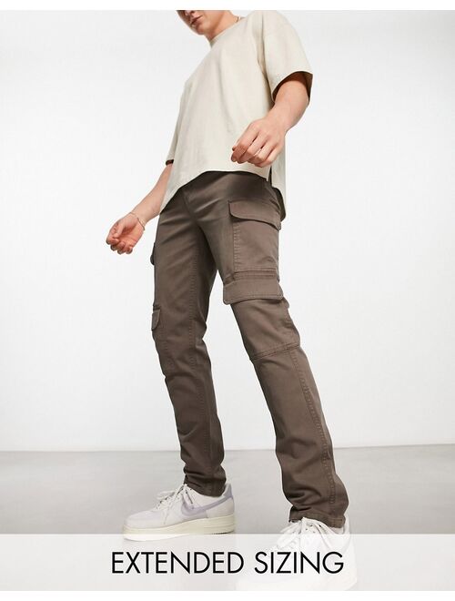 ASOS DESIGN slim cargo pants in brown