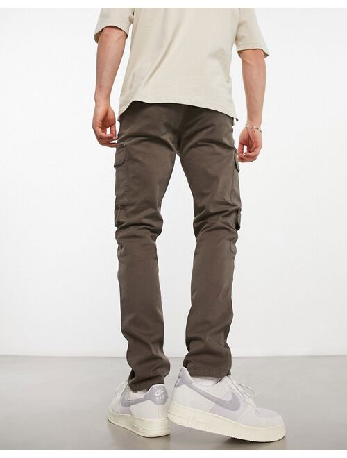 ASOS DESIGN slim cargo pants in brown