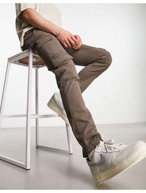 ASOS DESIGN slim cargo pants in brown