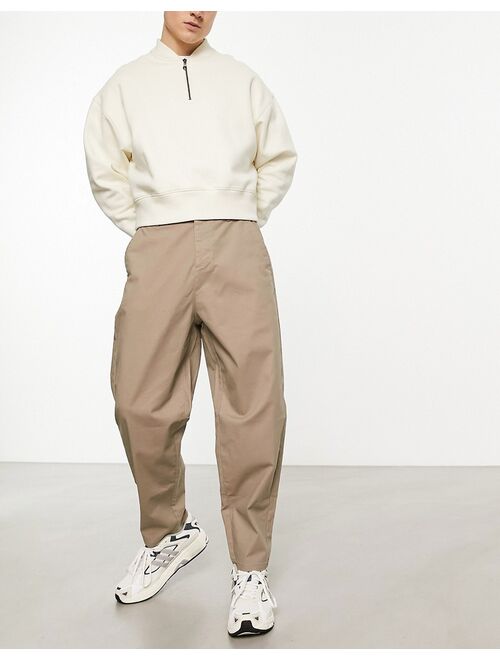 ASOS DESIGN oversized tapered chinos in beige