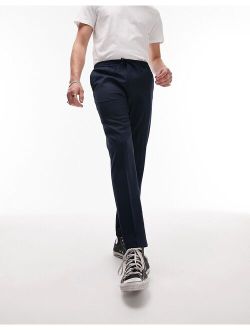 skinny smart pants with elasticated waistband in navy