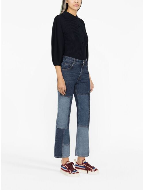 Chloe patchwork cropped flared jeans