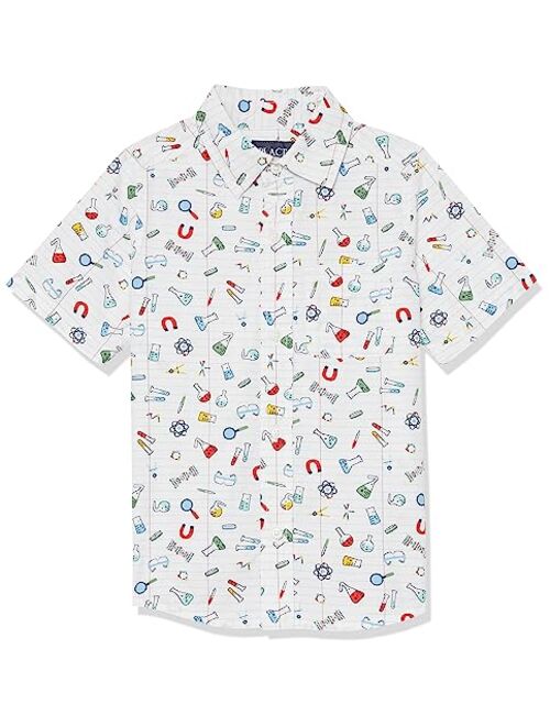 The Children's Place Boys' Short Sleeve Poplin Button Down Shirt