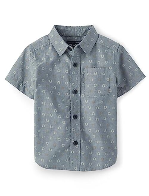 The Children's Place Boys' and Toddler Poplin Short Sleeve Button Down Shirt