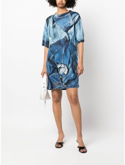 JEANS denim-print T-shirt dress