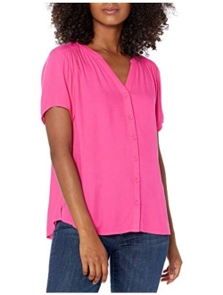 Women's Short-Sleeve Woven Blouse