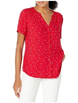 Women's Short-Sleeve Woven Blouse