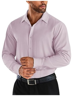 Men's Business Dress Shirts Wrinkle Free Long Sleeve Regular Fit Dress Shirt Textured Casual Button Down Shirts