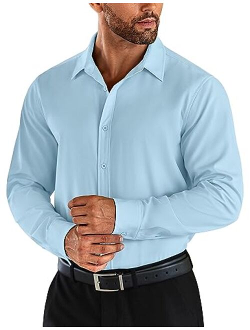 COOFANDY Men's Business Dress Shirts Wrinkle Free Long Sleeve Regular Fit Dress Shirt Textured Casual Button Down Shirts