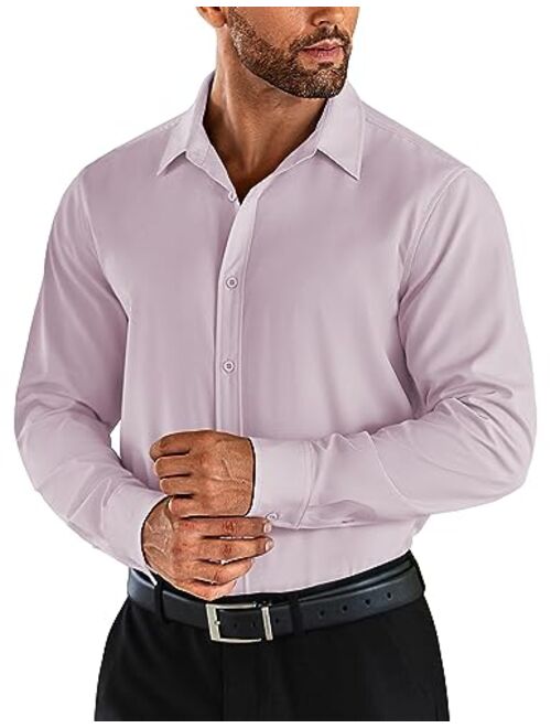 COOFANDY Men's Business Dress Shirts Wrinkle Free Long Sleeve Regular Fit Dress Shirt Textured Casual Button Down Shirts