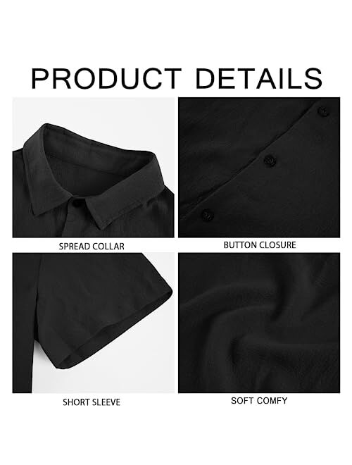 Runcati Mens Button Down Shirt Casual Short Sleeve Solid Color Hippie Yoga Plain Summer Beach Tops