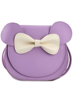 QiMing Little Mouse Ear Bow Crossbody Purse,PU Shoulder Handbag for Kids Girls Toddlers