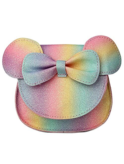 QiMing Little Mouse Ear Bow Crossbody Purse,PU Shoulder Handbag for Kids Girls Toddlers