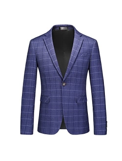 Kudmol Men's Plaid Blazer Sport Coats Jackets Slim Fit Lightweight Casual Checkered Blazer for Men