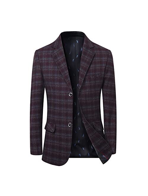 Kudmol Men's Plaid Blazer Sport Coats Jackets Slim Fit Lightweight Casual Checkered Blazer for Men