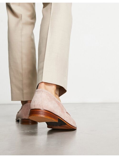 ASOS DESIGN loafers in pale pink suede with natural sole