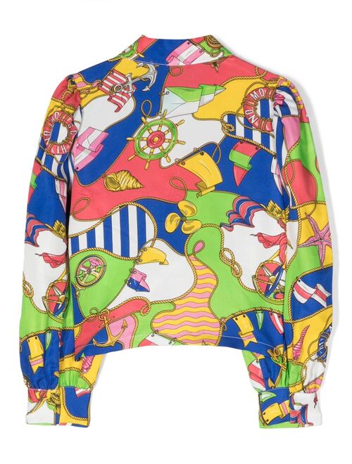 Moschino Kids graphic-print long-sleeve shirt