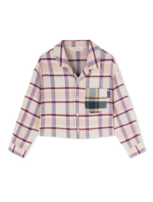 Palm Angels Kids logo-print checked cotton shirt