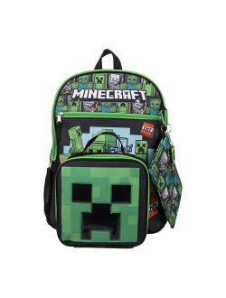 Licensed Character Kids Minecraft 5-Piece Backpack Set Set