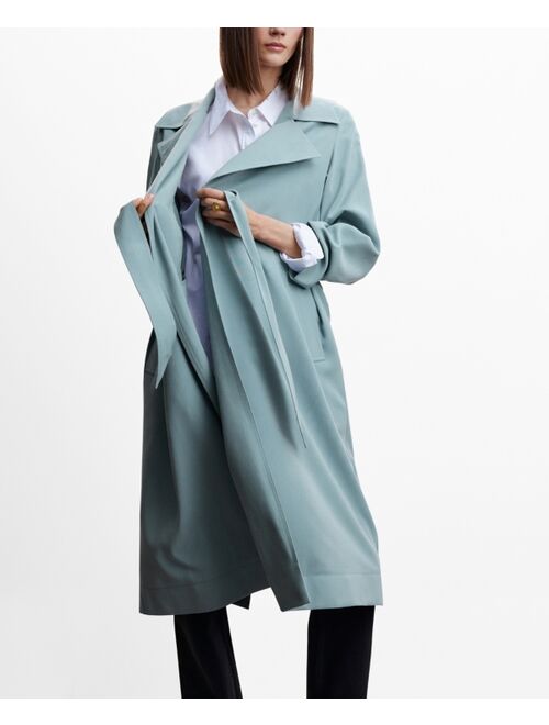 MANGO Women's Flowy Lapel Trench Coat