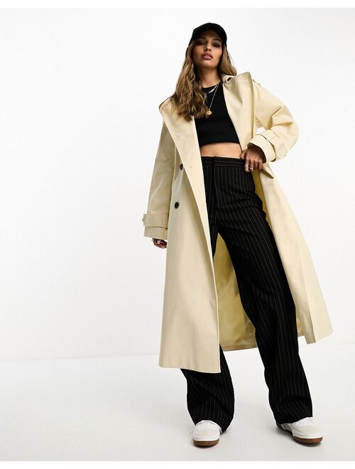 ASOS DESIGN longline trench coat in ecru