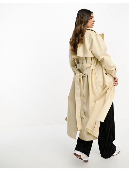 ASOS DESIGN longline trench coat in ecru