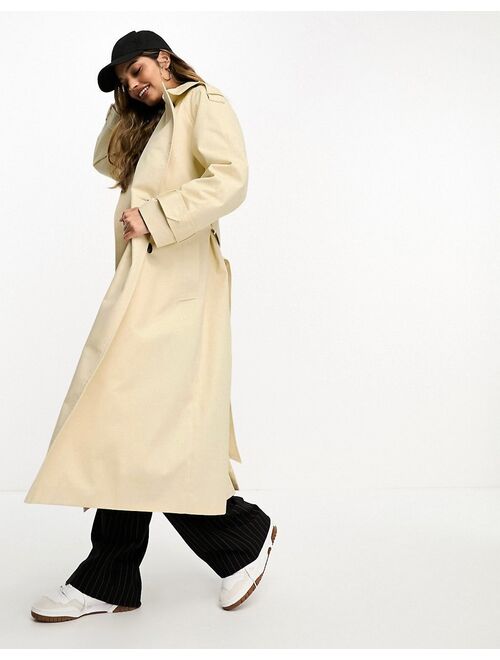 ASOS DESIGN longline trench coat in ecru